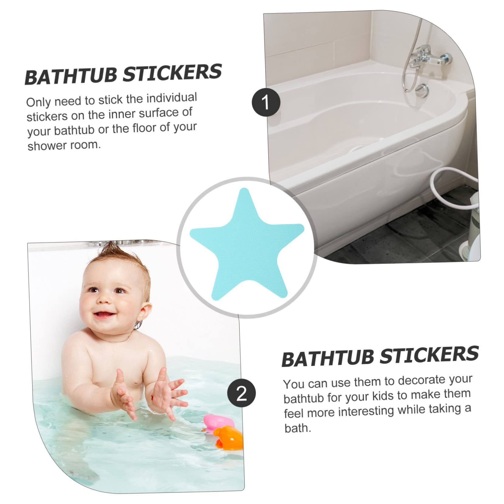 IMIKEYA 80piezas Pegatinas Antideslizantes para Baño De Adhesivos Impermeables para Ducha y Bañera Diseño Forma De Seguridad Superficies Resbaladizas