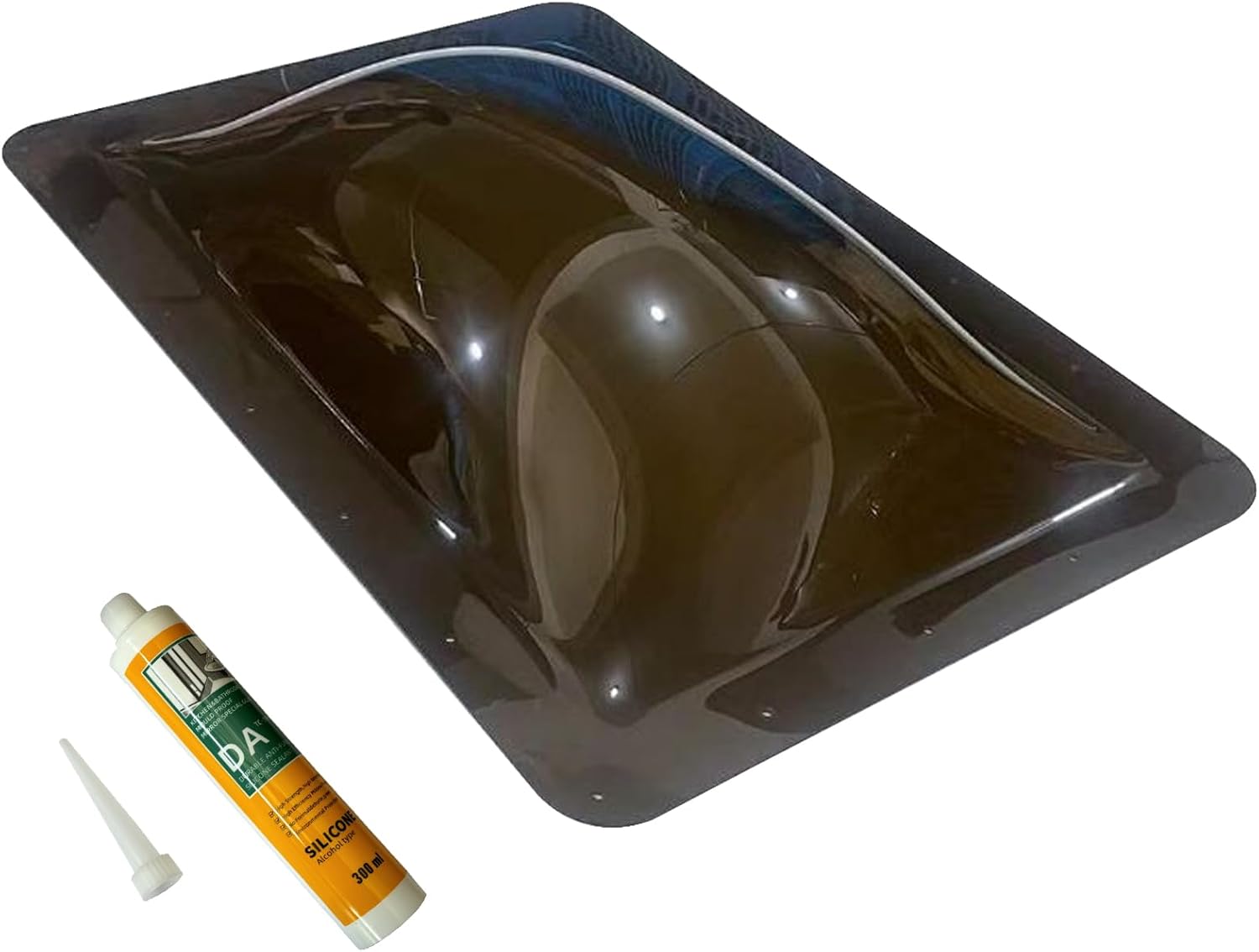 SL1422C 18"x26" OD Thick RV Skylight Replacement for 14" x 22" Skylight Outer Dome Opening Travel Trailer RV Camper Truck with Lap Sealant (Brown)