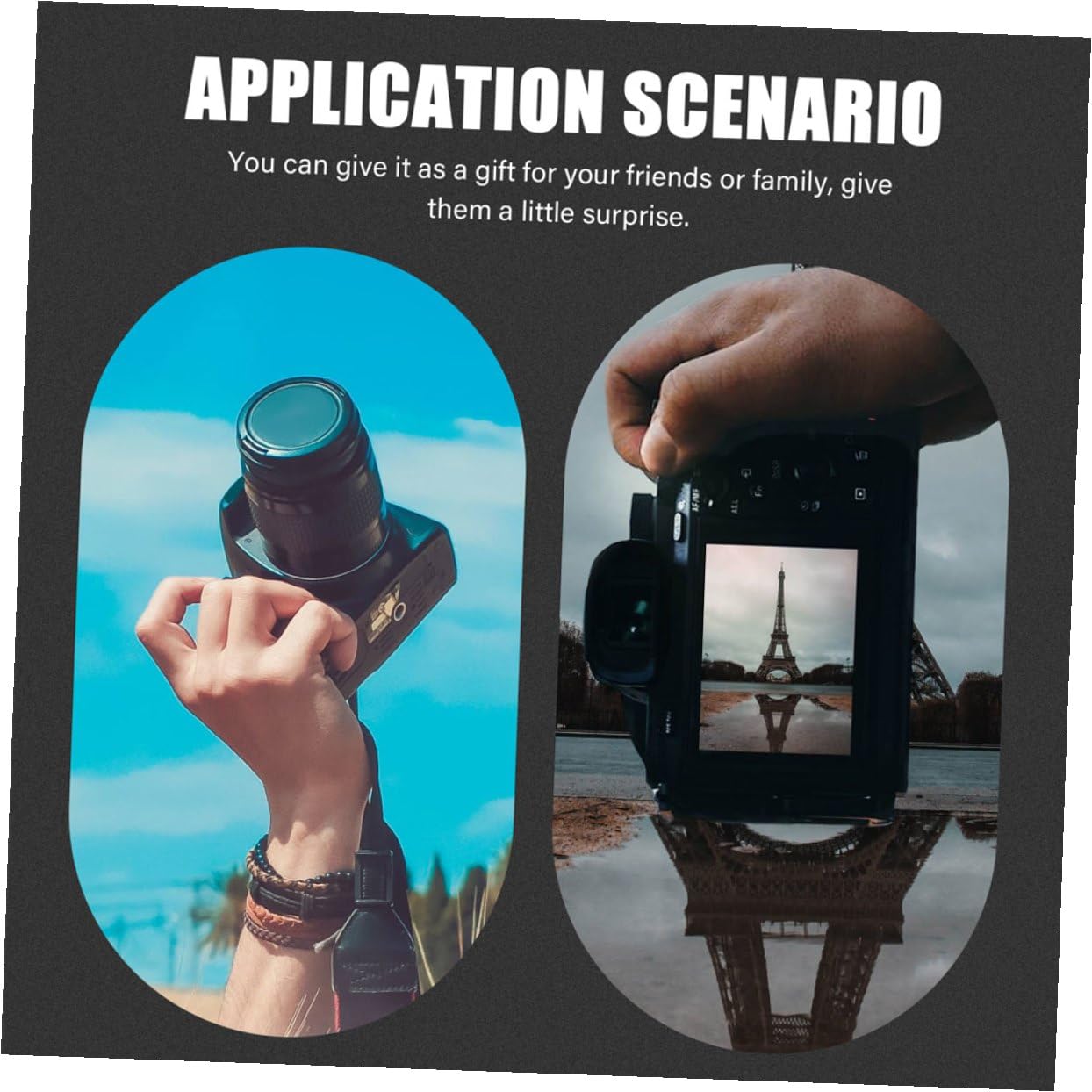 Sacoche pour Appareil Photo en Toile Vert, Bandoulière Ajustable