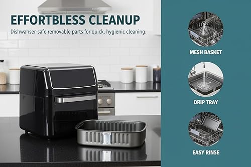 Miniatura 4 de Horno freidora de aire de 12.6 cuartos de galón con 10 modos preestablecidos, crujiente de aire rápido de 400 F, tamaño familiar, horno de