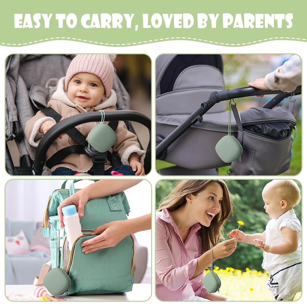 Boite a Sucette Bebe en Silicone Impermeable Sans BPA pour Voyage (Vert)