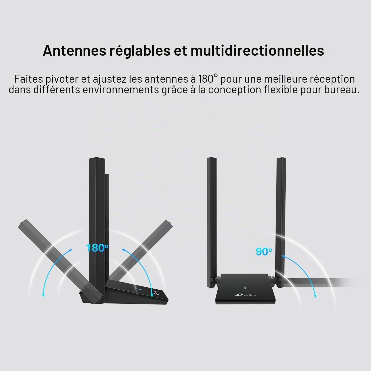 TP-Link Adaptateur WiFi 6 USB pour PC de bureau – (Archer TX20U Plus) AX1800 Adaptateur réseau sans fil avec 2,4 GHz, 5 GHz, antenne double bande 5 dBi à gain élevé, WPA3, prend en charge Windows