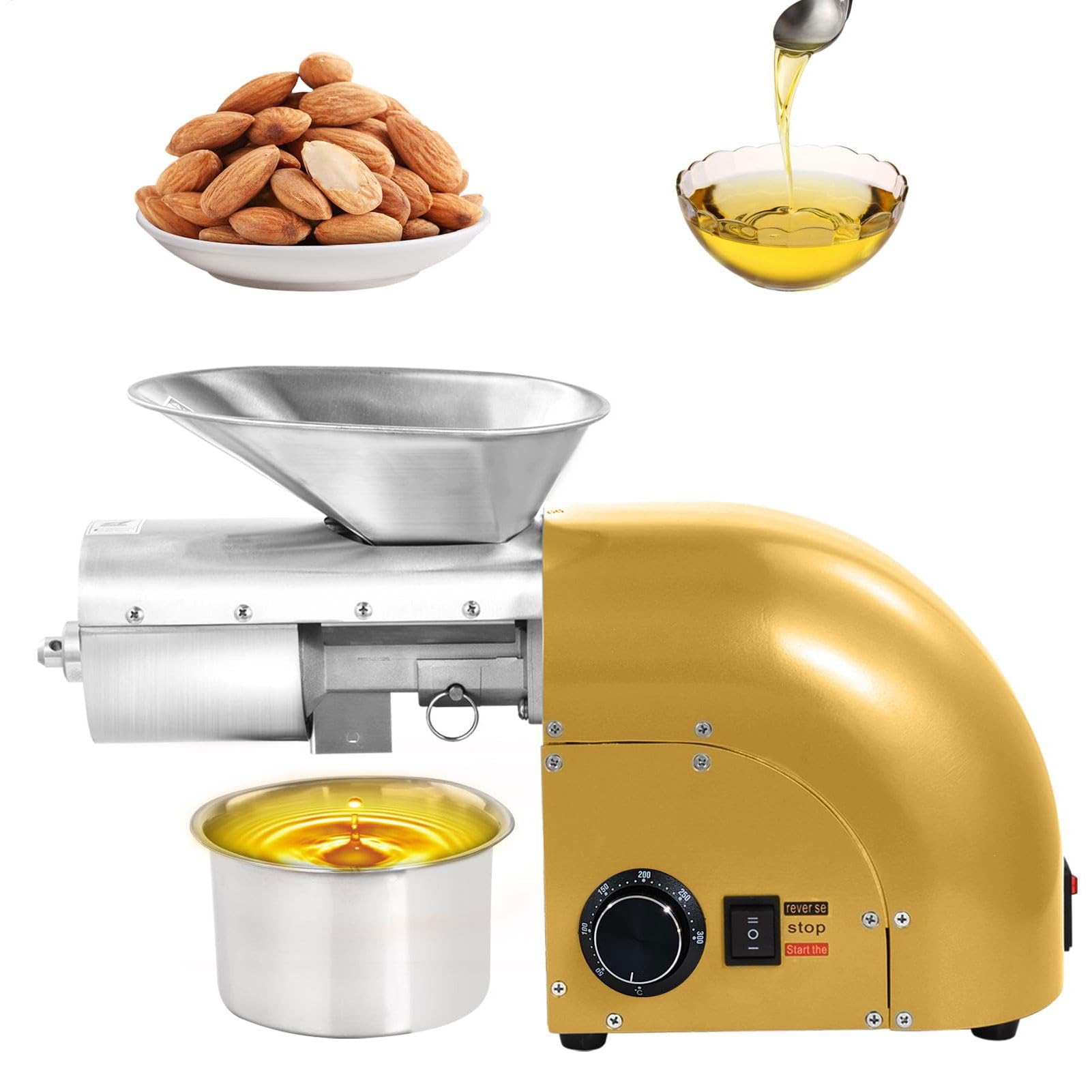 HADECOLL Commercial Automatic Oil Press Extractor, 1250W Steel Stainless Electric Cold & Hot Press Oil Expeller, Temperature Control/Easy to Clean, for Peanuts Soybeans Sesame Seeds,D,D