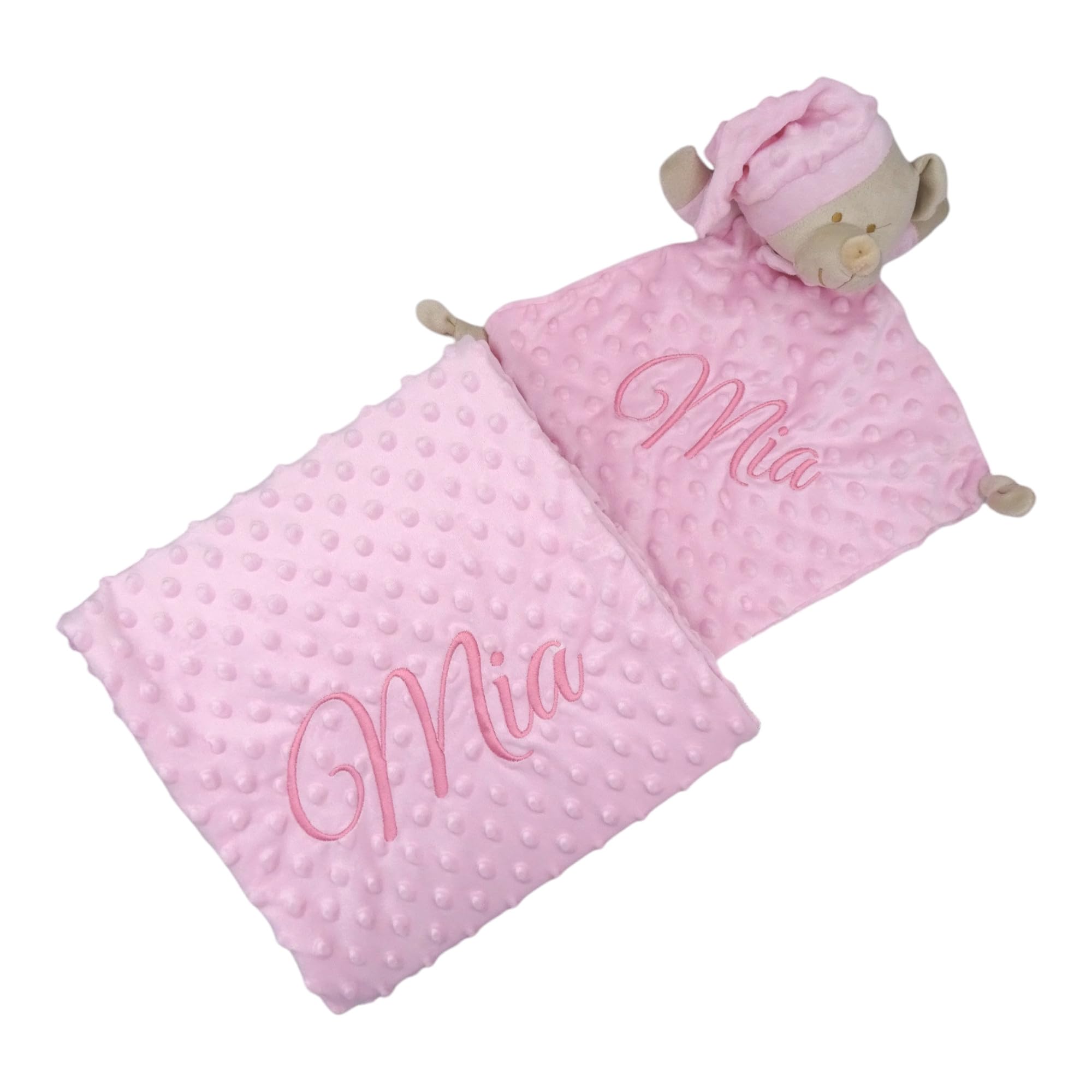 variouss Coperta per neonati personalizzata con nome ricamato, pile ultra morbido con piumone, regalo di nascita, battesimo, baby shower, ragazza e ragazzo (coperta + doudou)