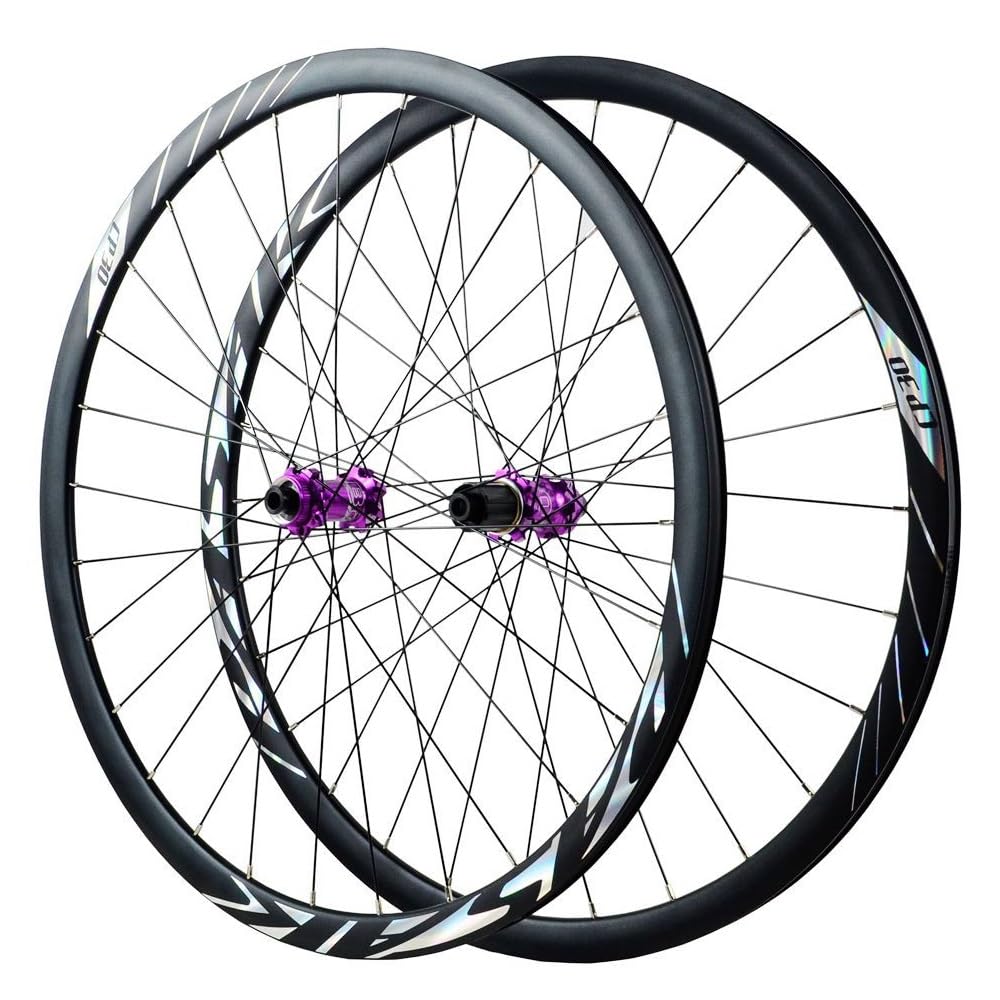 ZXGSXIOU Thru Axle Road Bike Wheelset 700C Gravel Disc Brake Wheel Front 15 * 100mm Rear 12 142mm 28H Rim,For 7-12s Cassette(Purple 700c)