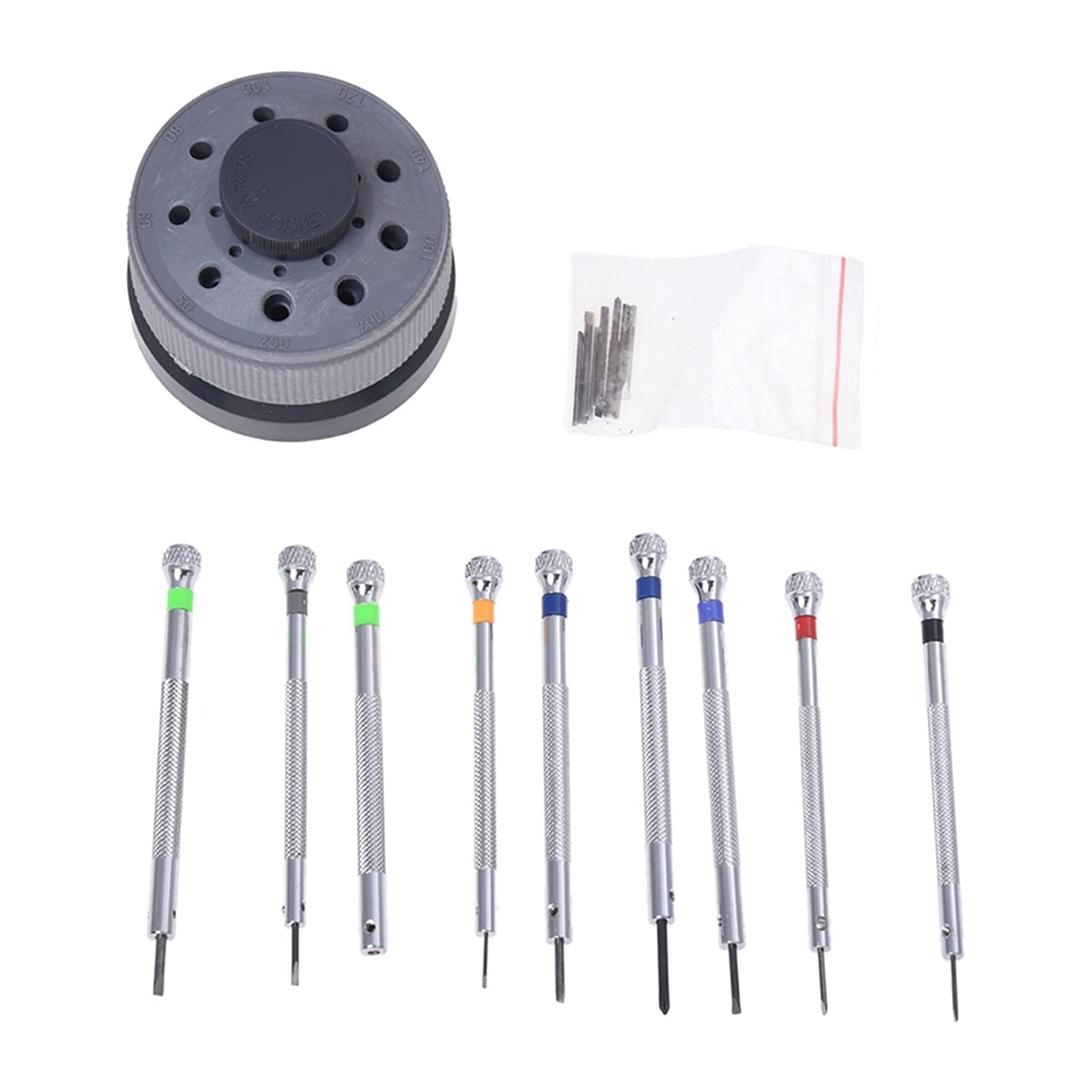 9-teiliges Reparaturwerkzeug-Set mit Schraubendreher und 1 Stück Metallverbindungsstift-Entferner, Einsteller, Uhrenarmband, Armbandteile, Uhrenreparaturwerkzeuge (Bildfarbe)