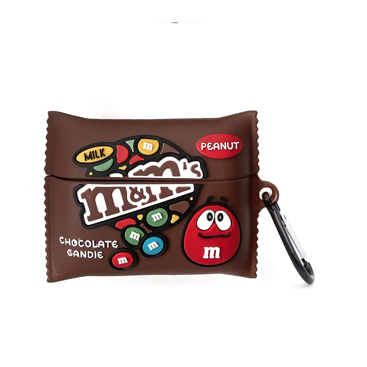 Peekdook for Airpod Pro Case Soft Silicone Cute Cartoon m&ms Bean Set Fashion Food Protective Skin Accessory Keychain Girl Teens Airpods Pro Compatible Box (PRO/3 MMS Bean Brown)