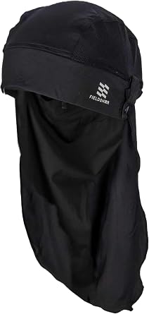 Fieldsheer Cooling Skull Cap with Removable Neckguard, Instant Cooling, UPF50+ Protection, for Under Helmets or Hardhats, Black