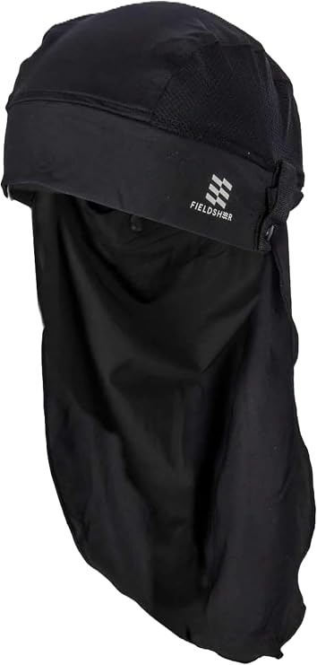 Fieldsheer Cooling Skull Cap with Removable Neckguard, Instant Cooling, UPF50+ Protection, for Under Helmets or Hardhats, Black