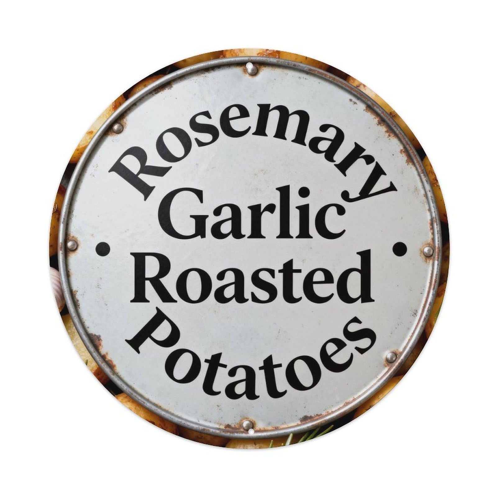 Rosemary Garlic Roasted Potatoes Metal Tin Sign Plaque