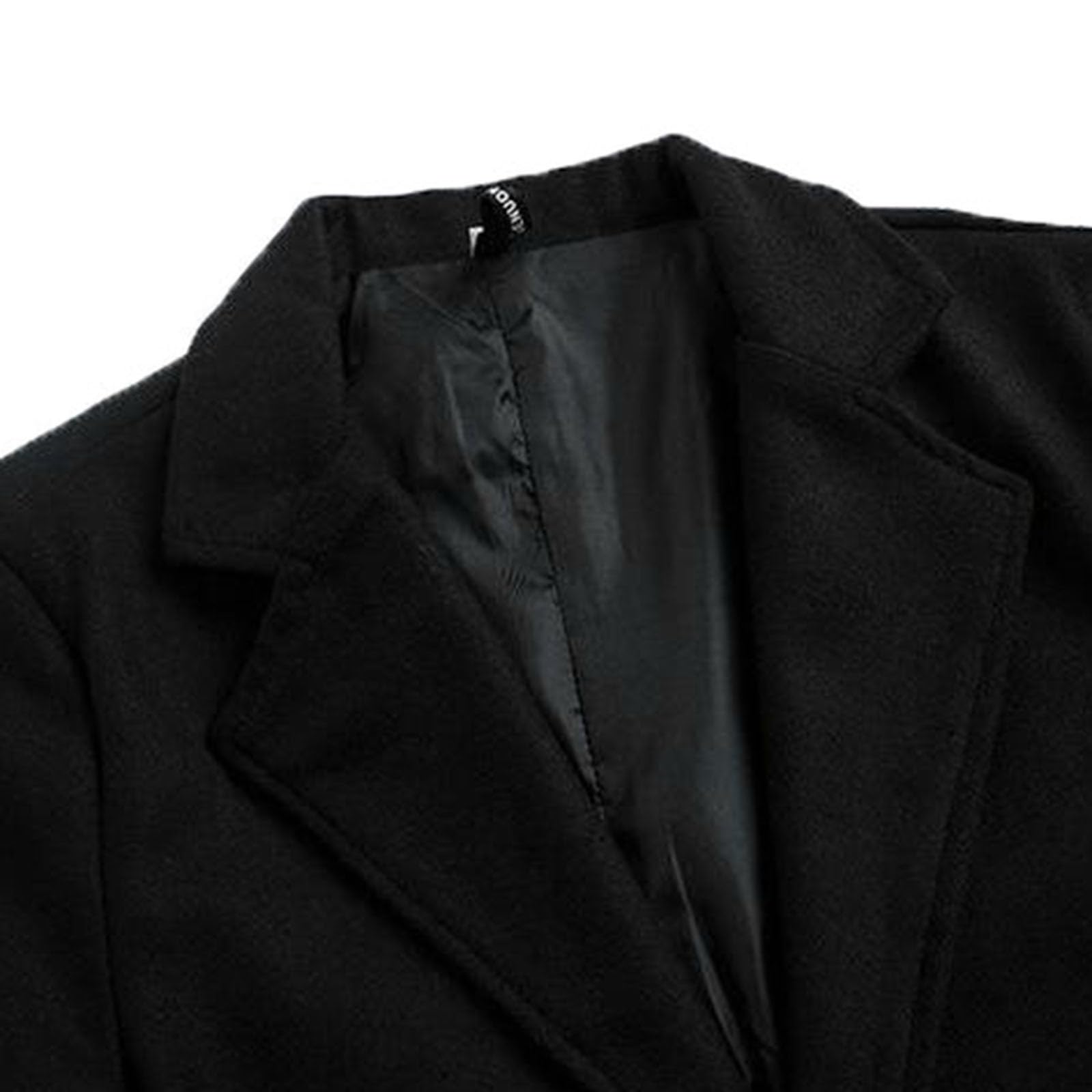 Generisch Herren Wollmantel Einfarbig Übergröße Slim Fit Knielang Windjacke Herrenmantel (Black, XL)