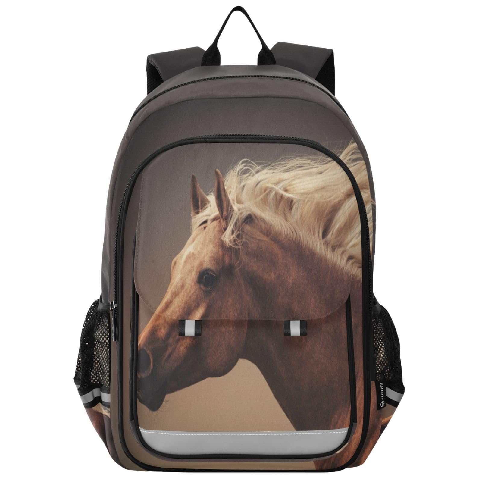 Mnsruu Zaino con cavallo per ragazzi e ragazze, zaino con cavallo nella polvere, zaino per studenti, zaino per scuola elementare e adolescenti, Cavallo in polvere, Taglia unica
