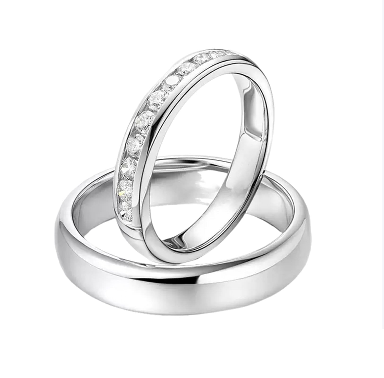 Alianzas de oro blanco, anillo de compromiso, oro real con diamantes auténticos, anillos de boda sencillos para mujer