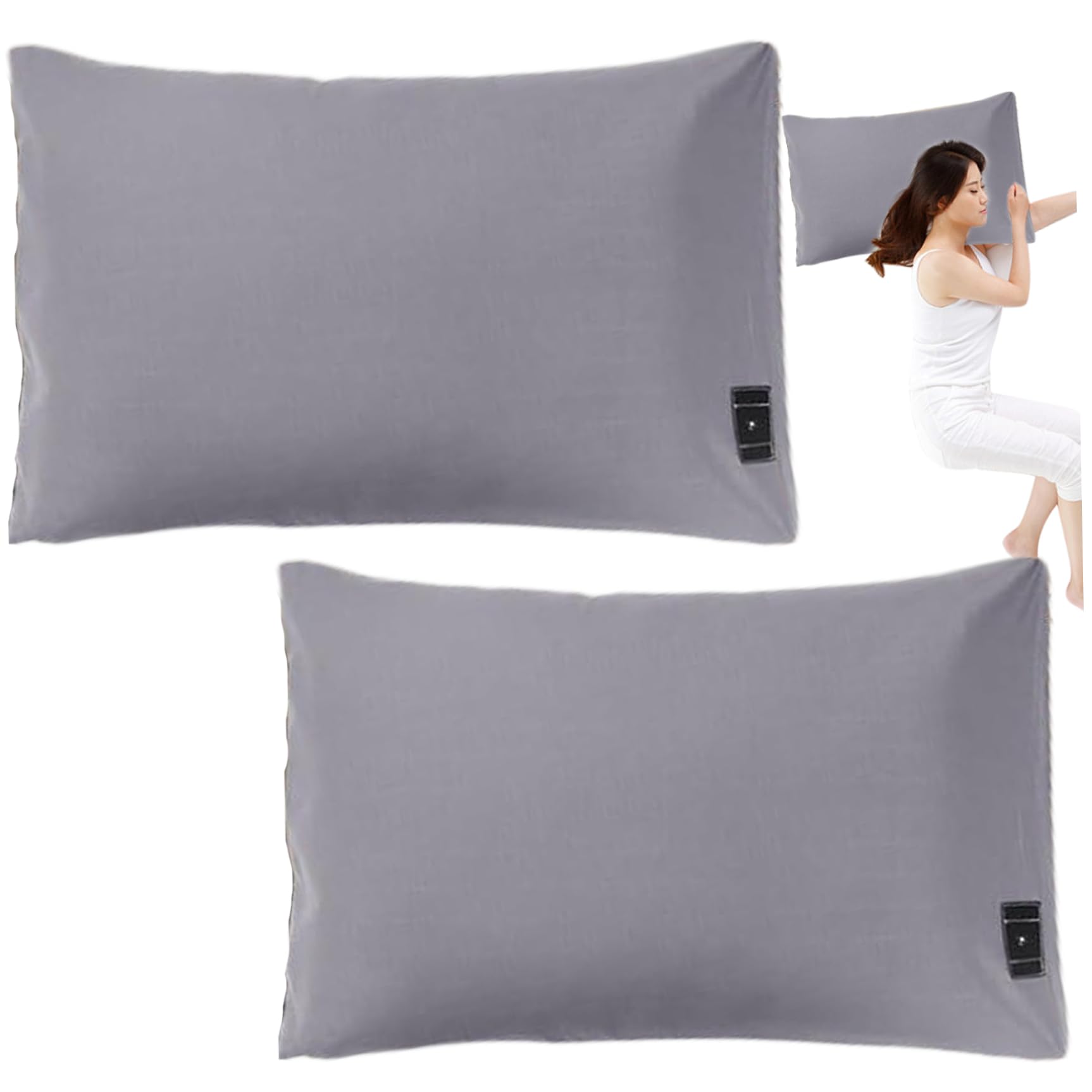 Mise à la terre couvercle d'oreiller anti-stress en fibre argentée conductrice x2