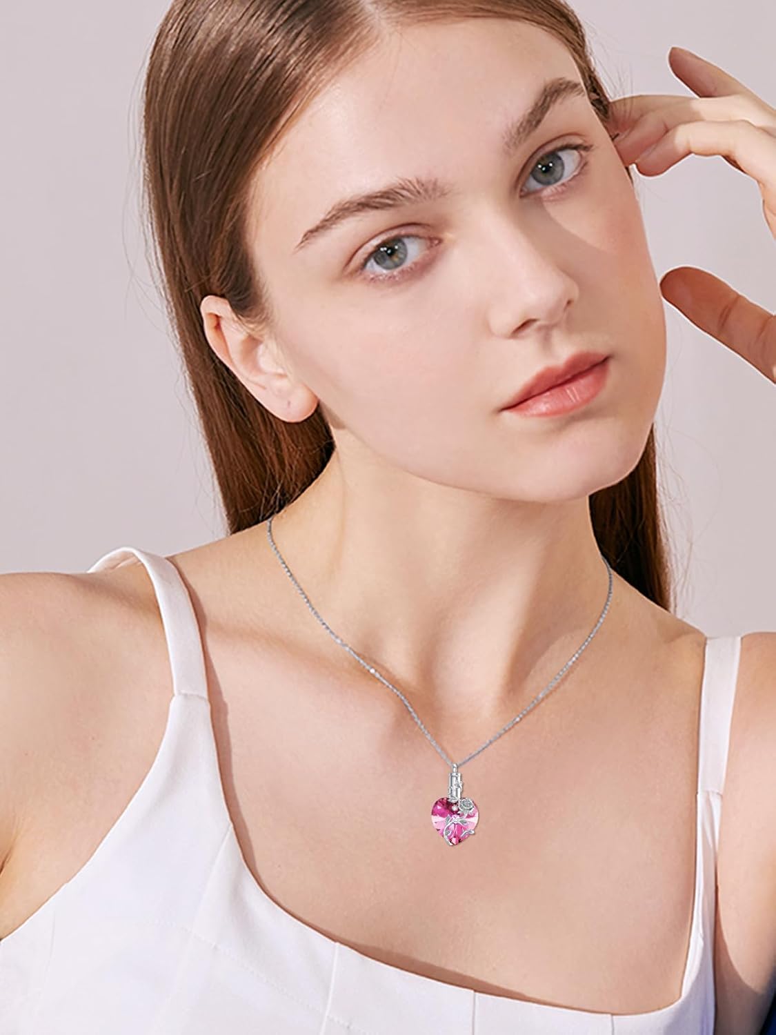 OCJ Heart Rose Flower Urn Necklace for Ashes Women Birthstone Cremation Necklaces Sterling Silver Memorial Cremation Jewelry Gifts - Image 4