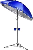 Wondershade Ultimate Portable Beach Umbrella - Adjustable 3-8ft Sun Shade, 98% UV Block UPF 50+, Quick Setup Blue