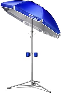 Wondershade Ultimate Portable Beach Umbrella - Adjustable 3-8ft Sun Shade, 98% UV Block UPF 50+, Quick Setup Blue