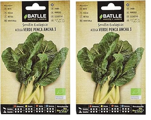 Semillas Batlle Semillas ecológicas - acelga verde suiza m. costillas blancas 3 (60 semillas - orgánicas) (Paquete de 2)