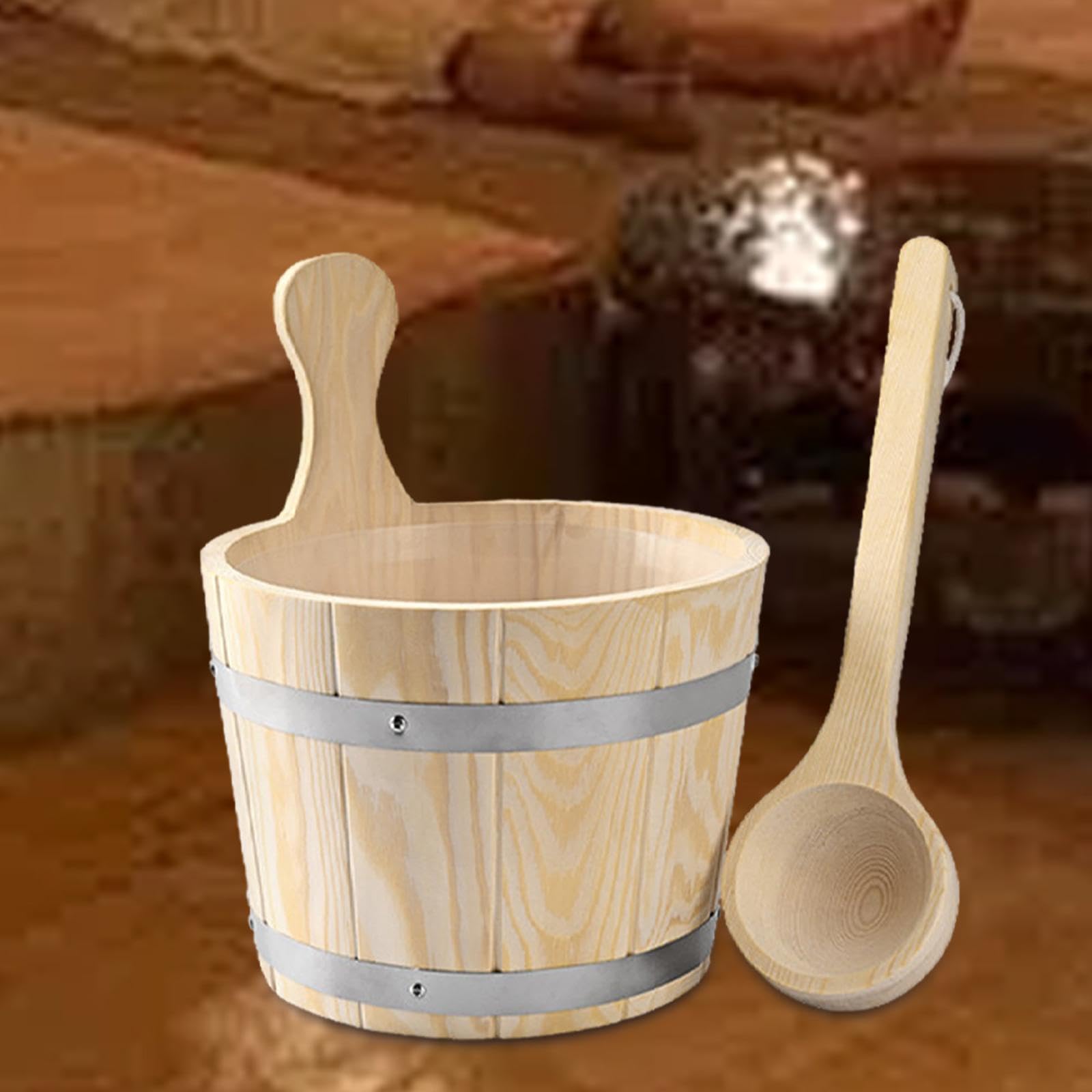 The Style SutraSauna Bucket and Ladle Set Sturdy Wood Sauna Barrel for Hotel Sauna Room SPA | Yard, Garden & Outdoor Living | Saunas-image-7
