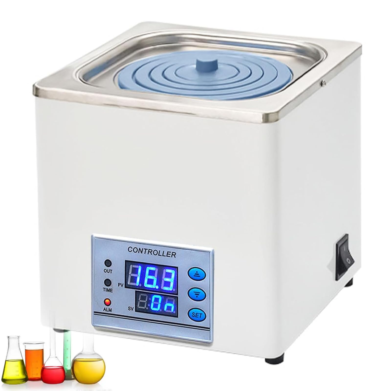 TYH Baño María De Laboratorio Digital, Termostático con Pantalla Digital De 300 W, Tanque Interior De Acero Inoxidable, con Temporizador Y Protección contra Agua Sin Agua