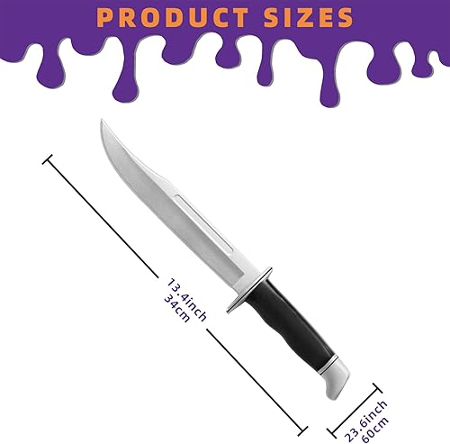 Miniatura 2 de Cuchillo de goma falso de Halloween de 13.5 pulgadas, accesorio de cuchillo de cosplay de Halloween, cuchillos de práctica segura de artes