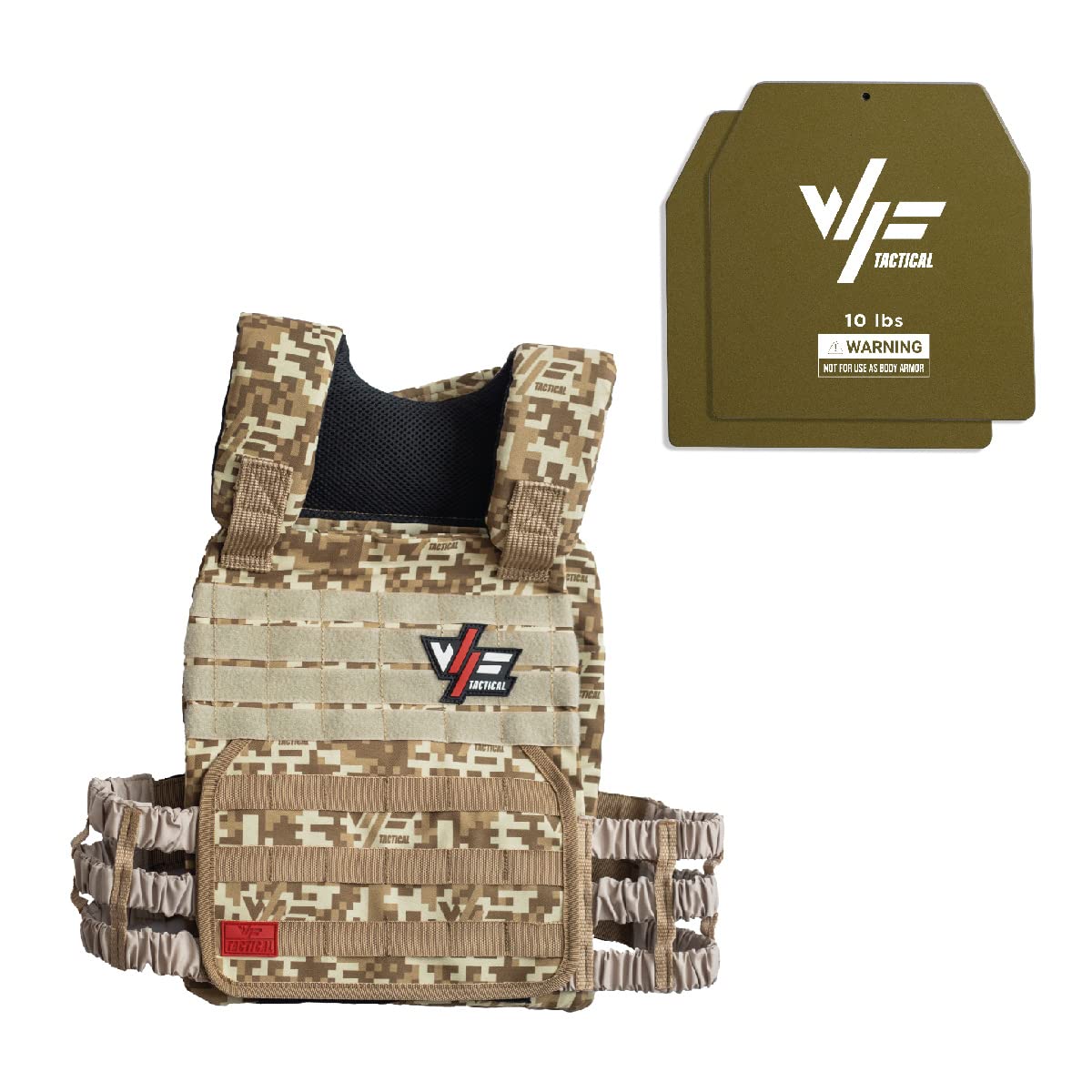 Weighted vest Adjustable CrossTraining Plate carrier Strength Training Fitness Workouts Running Beige w a pair of 10 lb