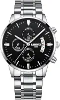 Relógio Nibosi Masculino De Pulso 2309 Aço Inoxidável Cronógrafo Ponteiros Pequenos Funcionais Estojo Original