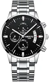 Relógio Nibosi Masculino De Pulso 2309 Aço Inoxidável Cronógrafo Ponteiros Pequenos Funcionais Estojo Original