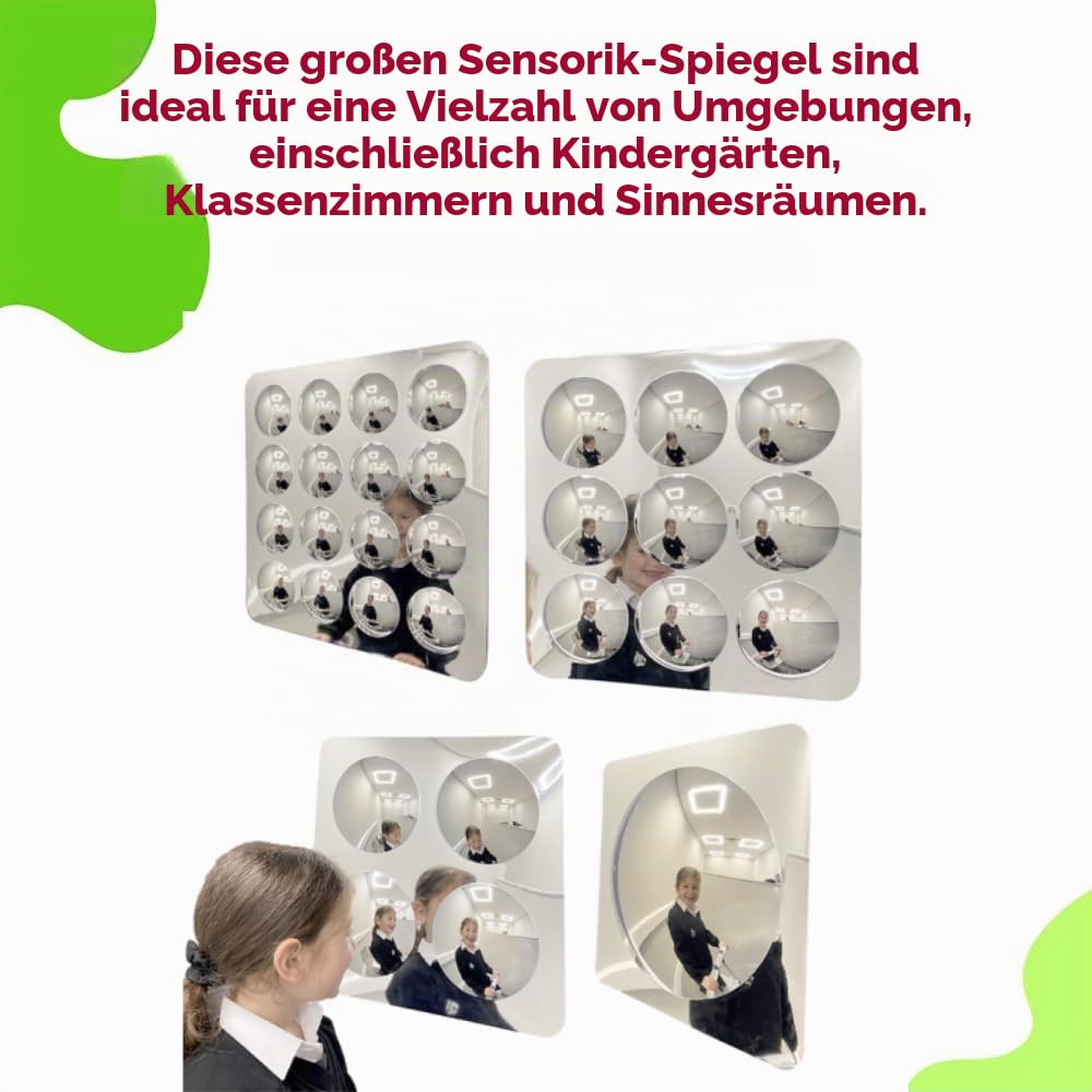 Playlearn Set aus 4 Konvexspiegeln – Sensorische Spiegel – Kinderentwicklung – Fantasie, Kreativität und Sinnesstimulation