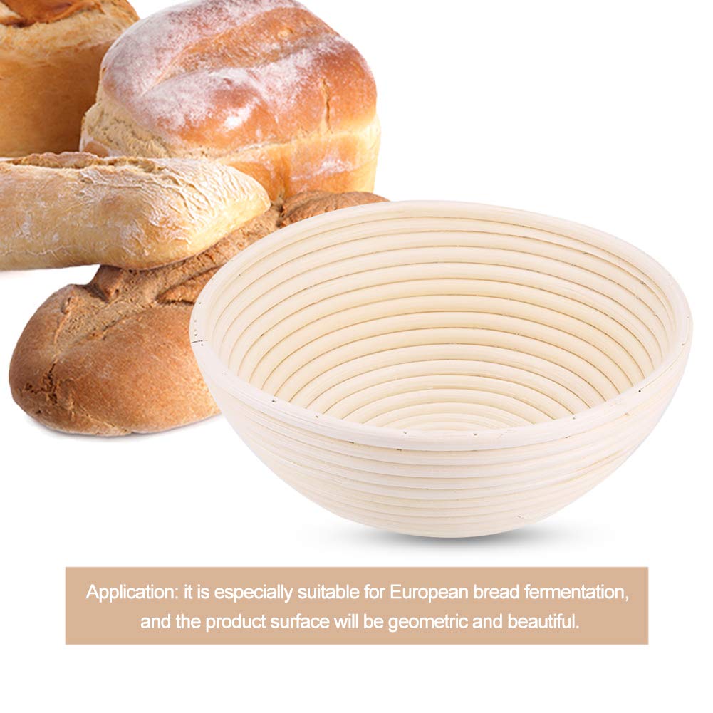 8.66 x 3.15in Bread Banneton Proofing Basket Set - Handmade Unbleached Natural Cane Banneton Proofing Basket Dough Bread Baking Kit without Cloth Liner