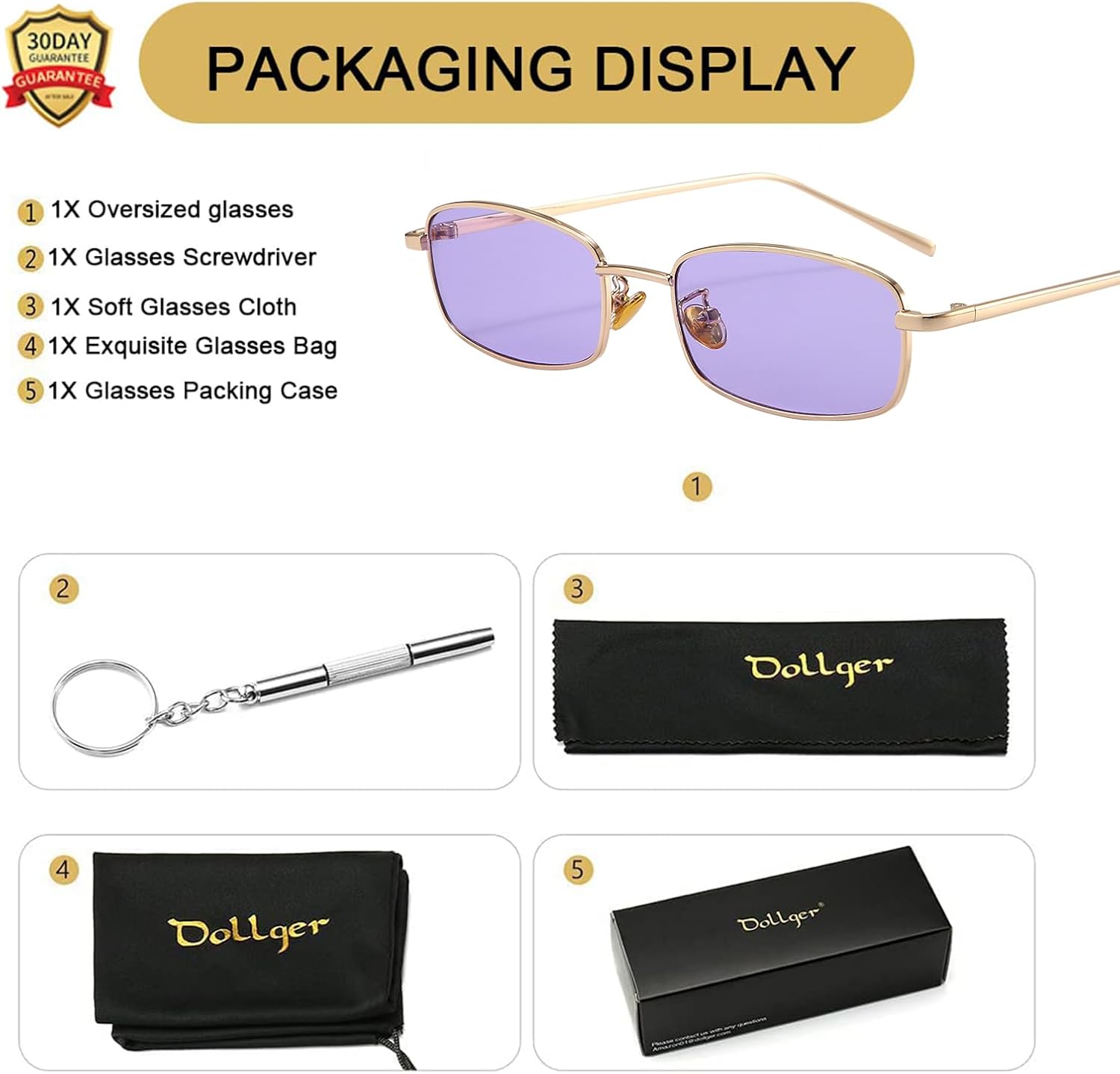 Dollger Retro Rectangle Sunglasses for Women Men Square Narrow Hip Hop Small Frame Sun Glasses - Image 5