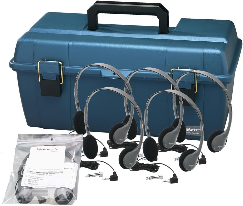 Personal Headset Lab Pack with Carry Case Headsets: 12, Ear Cushions: Foam, Volume Control: Included