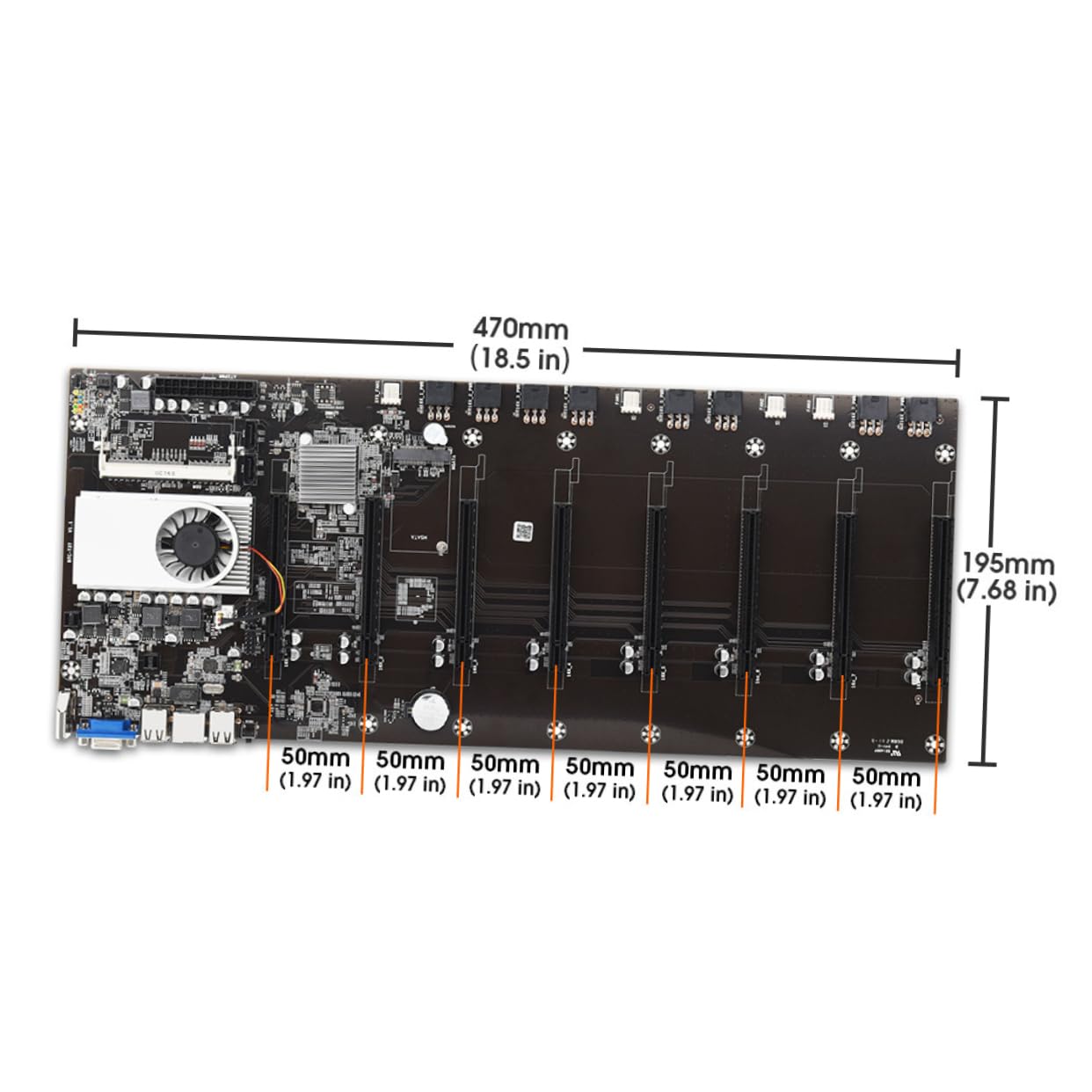 Scheda Madre per Mining Modello T37, Supporto 8 Gpu, Slot Ddr3, 8 Porte Pcie, Vga Integrata per Macchina Mineraria Stabile