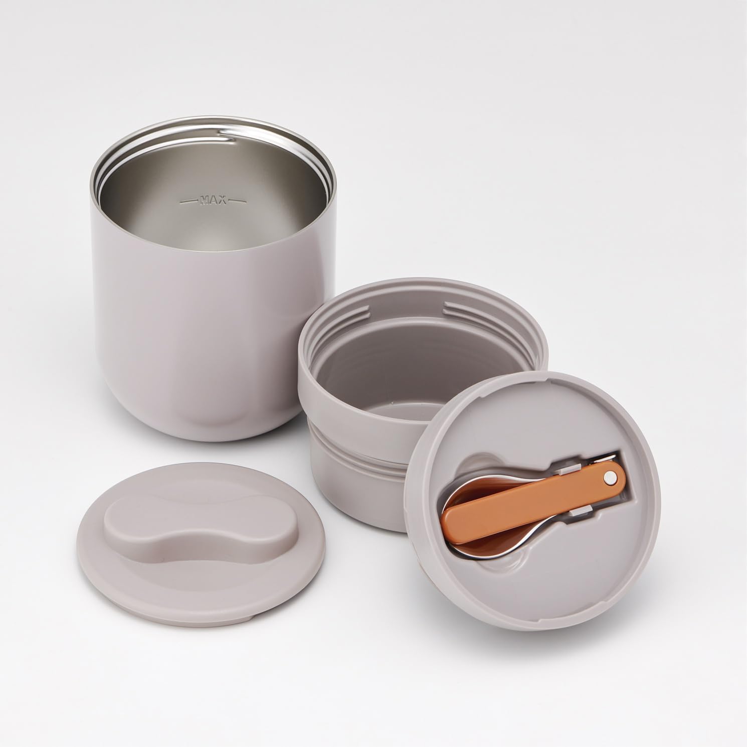 Skater LJFS6-A Thermal Insulated Soup Jar, Large Capacity, 21.2 fl oz (630 ml), Includes Folding Spoon, Smokey Gray