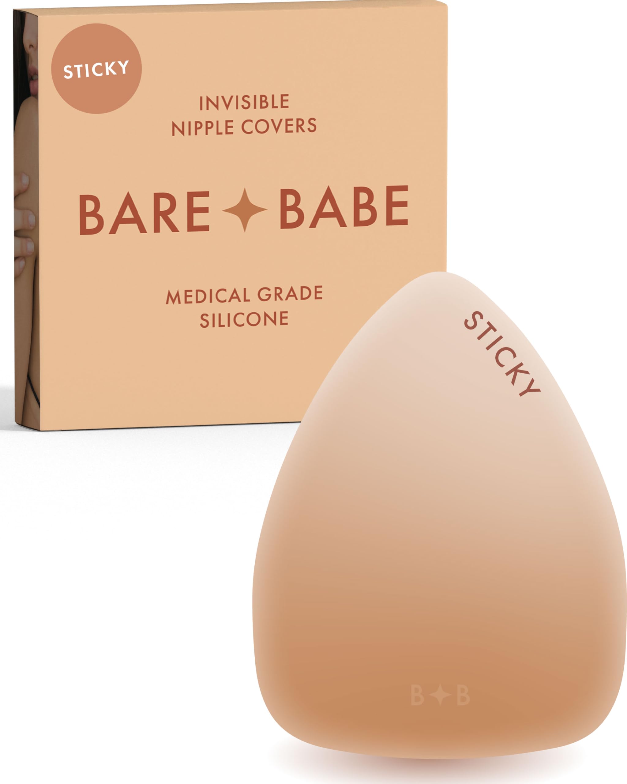Triangle Adhesive Nipple Covers - Sticky Reusable Silicone Breast Stickers - Waterproof Nude 4 Shades