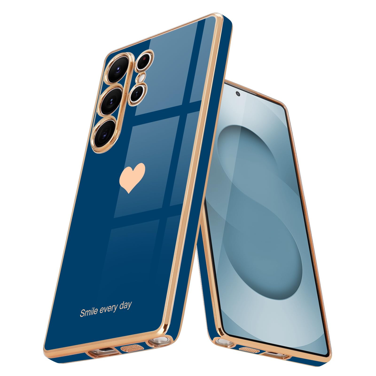 Teageo Kompatibel mit Samsung Galaxy S23 Hülle, Süße Herzmuster Mädchen Handyhülle Luxuriös Galvanisierte Glitzer Weich TPU Kameraschutz Kratzfest Stoßfest Schutzhülle für Galaxy S23 Schutzhülle