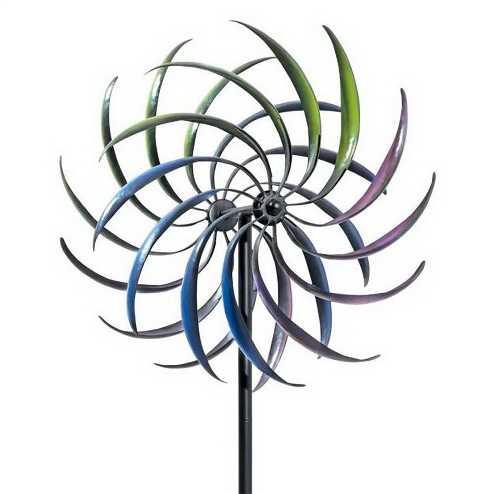 Metall Doppel Windrad mit Gegenläufigen Rotoren | 200x40cm Windspiel Windmühle für Garten | Wetterfest und Standfest Garten Wind Spinner, Gartendeko Gartenstecker für Draußen