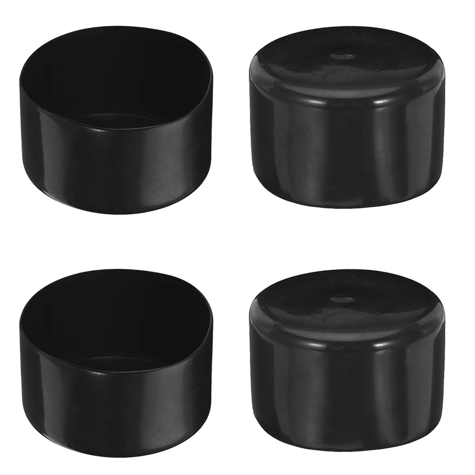 4PCS Rubber End Cap, 80mm ID Round Tube Bolt Cap, Protector Cover Rubber End Cap, Flexible Blot Protector PVC Cap For Tubing, Fence, Pipe Post, Furniture, Railing (BK)