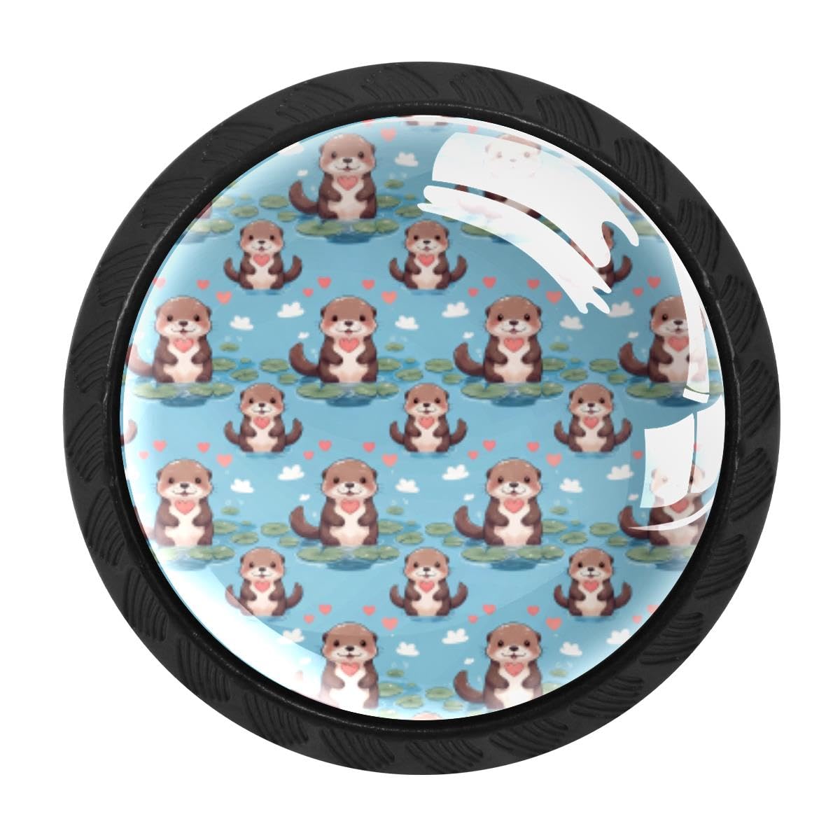 HEOEH 4 PCS Kitchen Cabinet Knobs, Cute Otter Drawer Knobs Dresser Handles