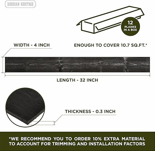 Miniatura 2 de Tablas Shiplap para pared Tablones de madera recuperada para decoración de granja 12 tablones de madera de granero pintados de negro – bricolaje