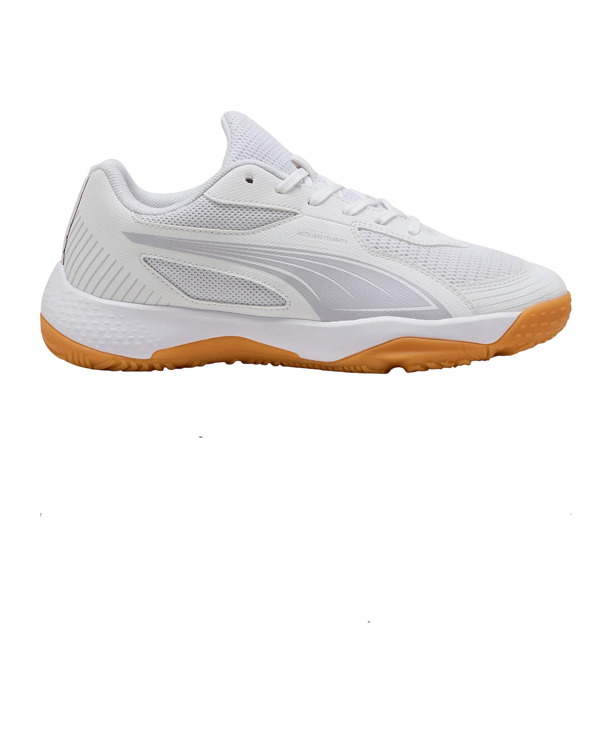 PUMA SOLARFLASH III JR, Indoor Court Shoe, White-Lilac Crush-Berry, 40.5 EU