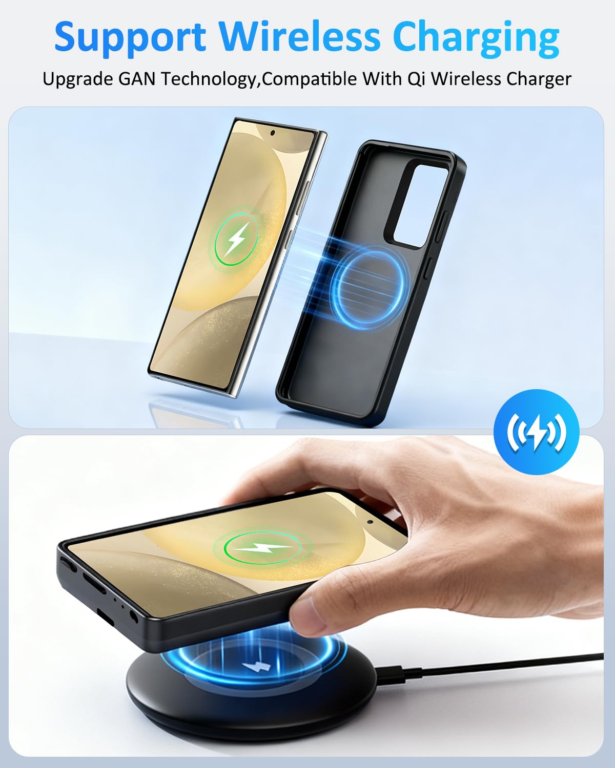 Custodia con Batteria per Samsung Galaxy S24 15000mAh, Cover Batteria Portatile di Ricarica Wireless Tecnologia GAN Ricaricabile Magnetica Power Bank Caricabatterie