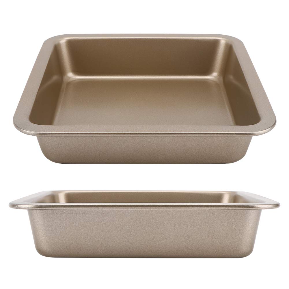 SIXRUN Confezione da 2 Stampi per Torte in Acciaio Al Carbonio, Antiaderenti, 22,5 X 22,5 X 4,6 Cm, per Cheesecake, Pizza, Pane, Cottura in Casa, Panetteria, Pasticceria, Negozio di Dolci (#2)