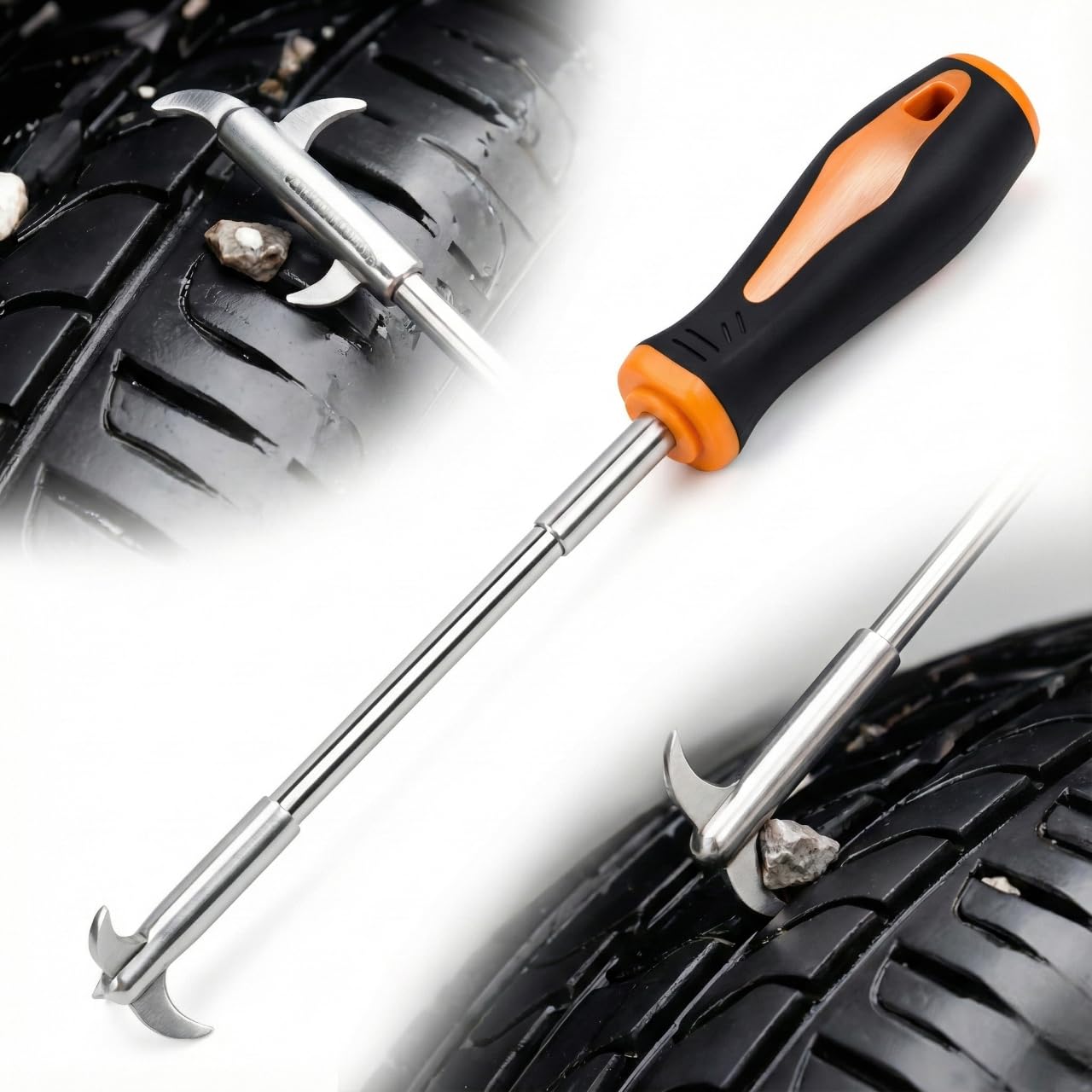 YTM Tire Stone Removal Tool, Professional Tire Groove Cleaner Hook, Stainless Steel Automotive Tool with Ergonomic Handle for SUV RV Truck, Dual-Purpose Screwdriver Design, Reduces Noise & Wear-image-12