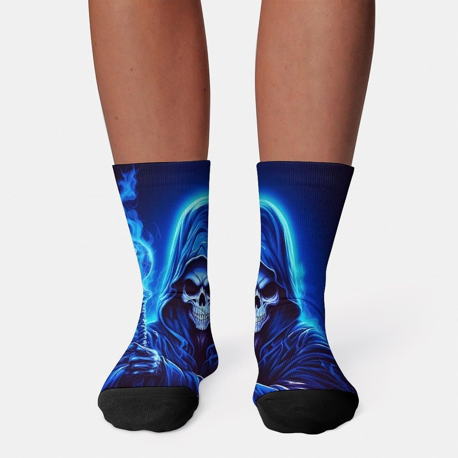 Cartoon Animated Grim Reaper Knee High Socks Athletic Long Stockings Sport Casual Crew Tube Sock Boot