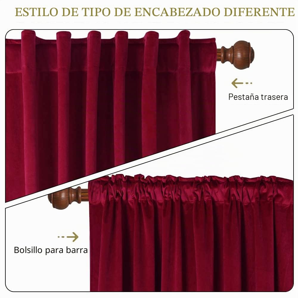 StangH Cortinas Rojas para oscurecer la habitación, Cortinas de Terciopelo Extra Anchas de 120 Pulgadas de Largo para decoración de Ventanas de exhibición, Cortinas de telón de Fondo de Vacaciones