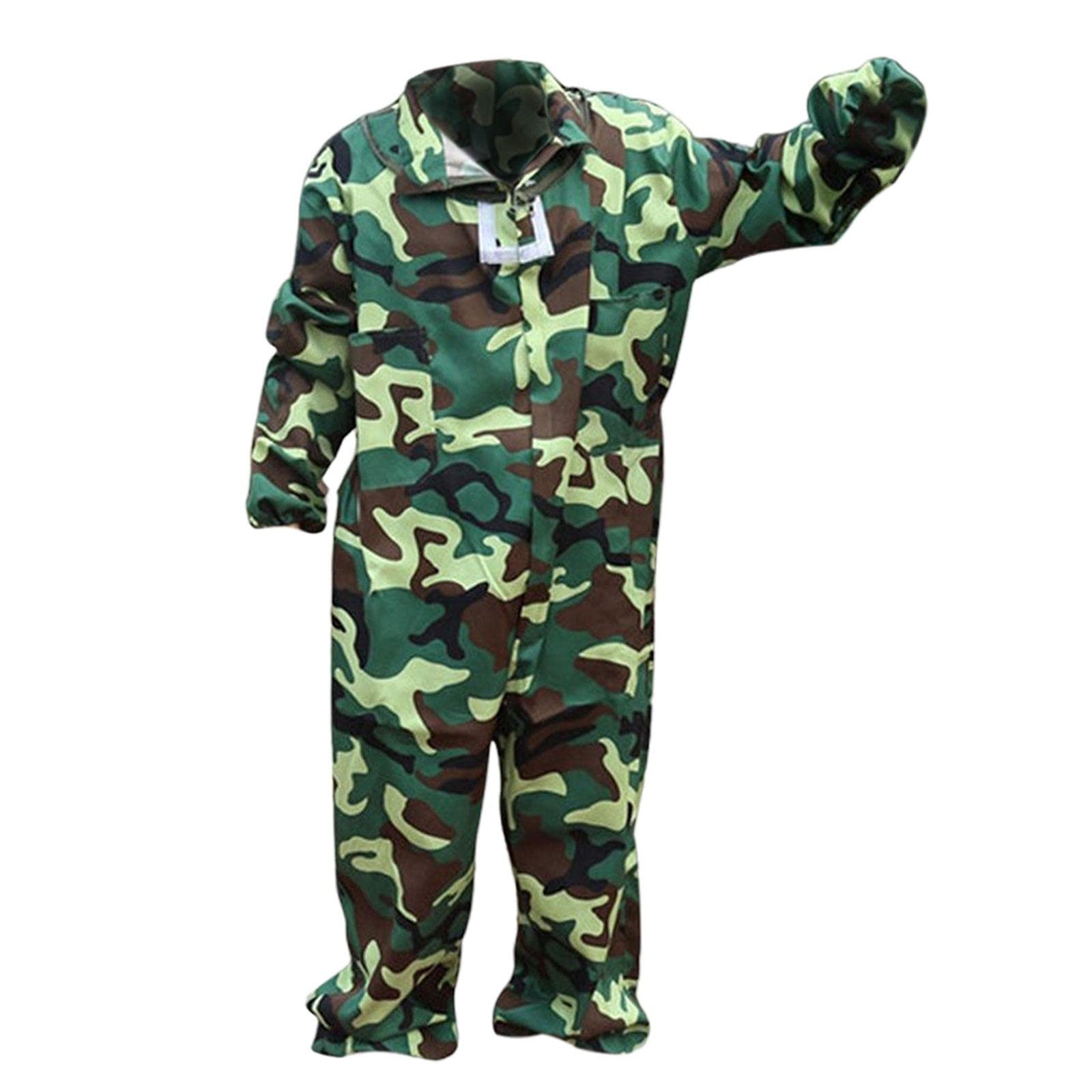 Bee Suit with Veil Cotton Professional Bee Keeping Suit Beekeeper Costume Men Women Adult Bee Keeper Costume Beekeeping Suit, Camouflage Green XXL