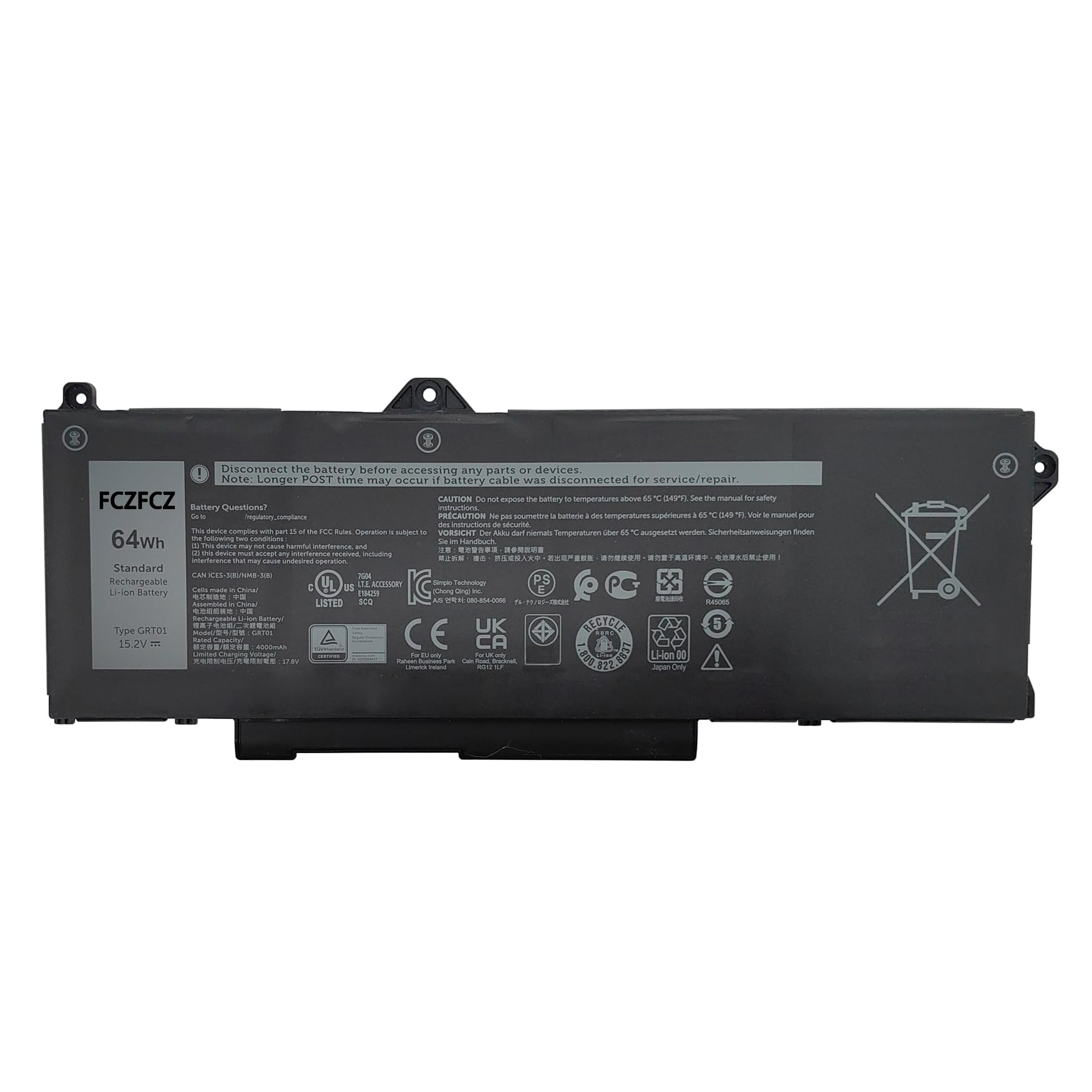 FCZFCZ GRT01 Battery 64Wh 4000mAh Replacement for Dell Latitude FCZFCZ GRT01 Battery 64Wh 4000mAh Replacement for Dell Latitude