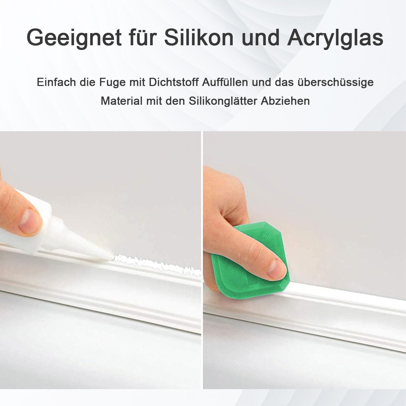 Set di 5 Pezzi di Spatole in Silicone Spatola per Giunti Professionale per Silicone per Cucina Bagno Legno Vetro (Verde)