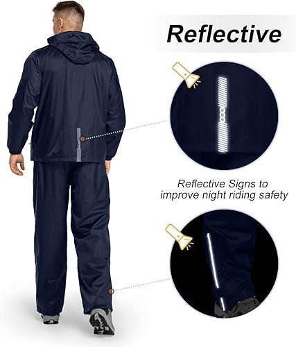 Miniatura 5 de 33,000ft Traje de lluvia para hombre, plegable, impermeable, ligero, para golf, senderismo, ciclismo, 2 piezas (chaquetas y pantalones)